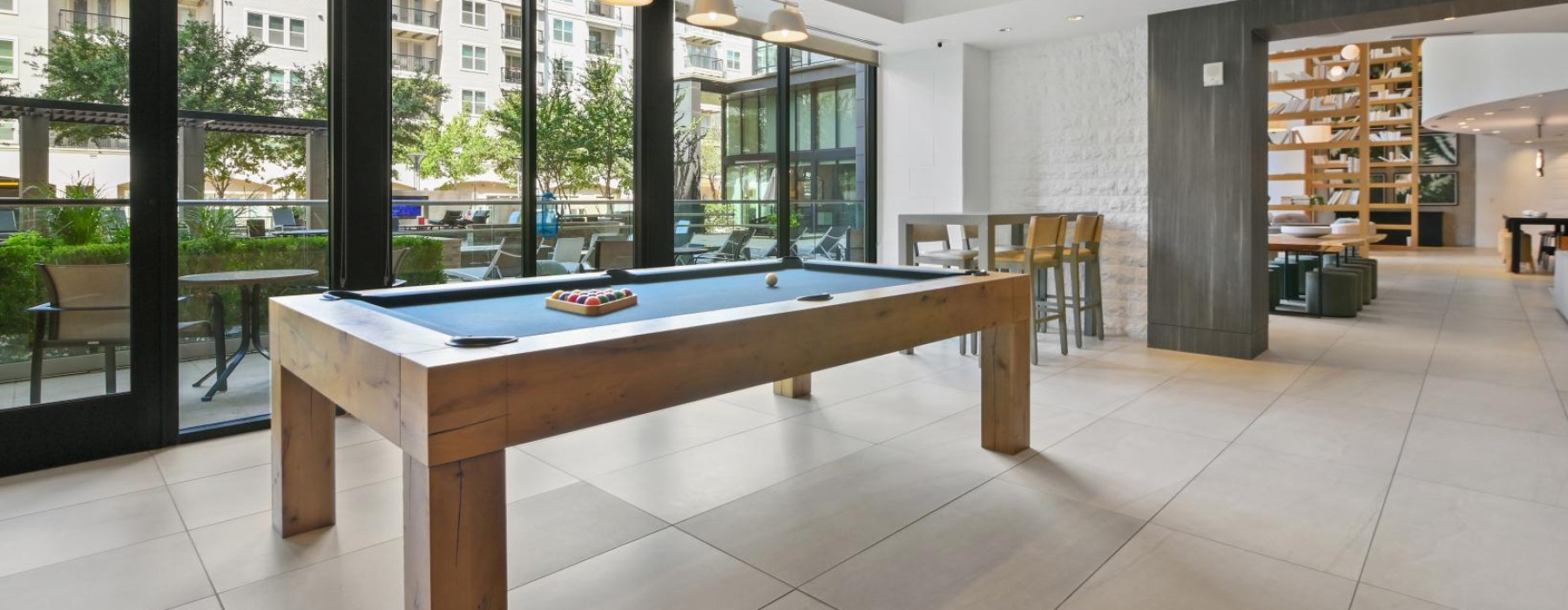 a pool table in a room