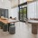 a room with a table and chairs